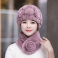 Winter Rex Rabbit Fur Ear Flap Hat & Scarf Set