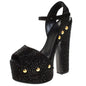 Glitzy Single-Tone Studded High Heels Sandals-Homeunderwear