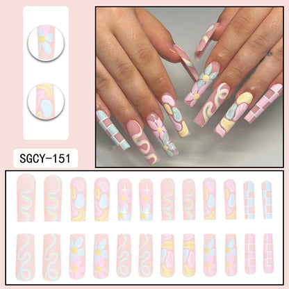 Macaron-Colored Floral Pattern Nail Extensions Ready-to-Wear