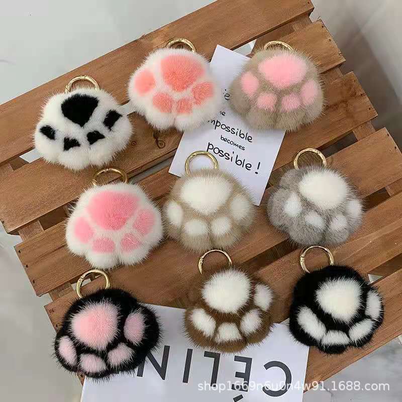 Real Rabbit Fur Paw Keychain Bag Charm