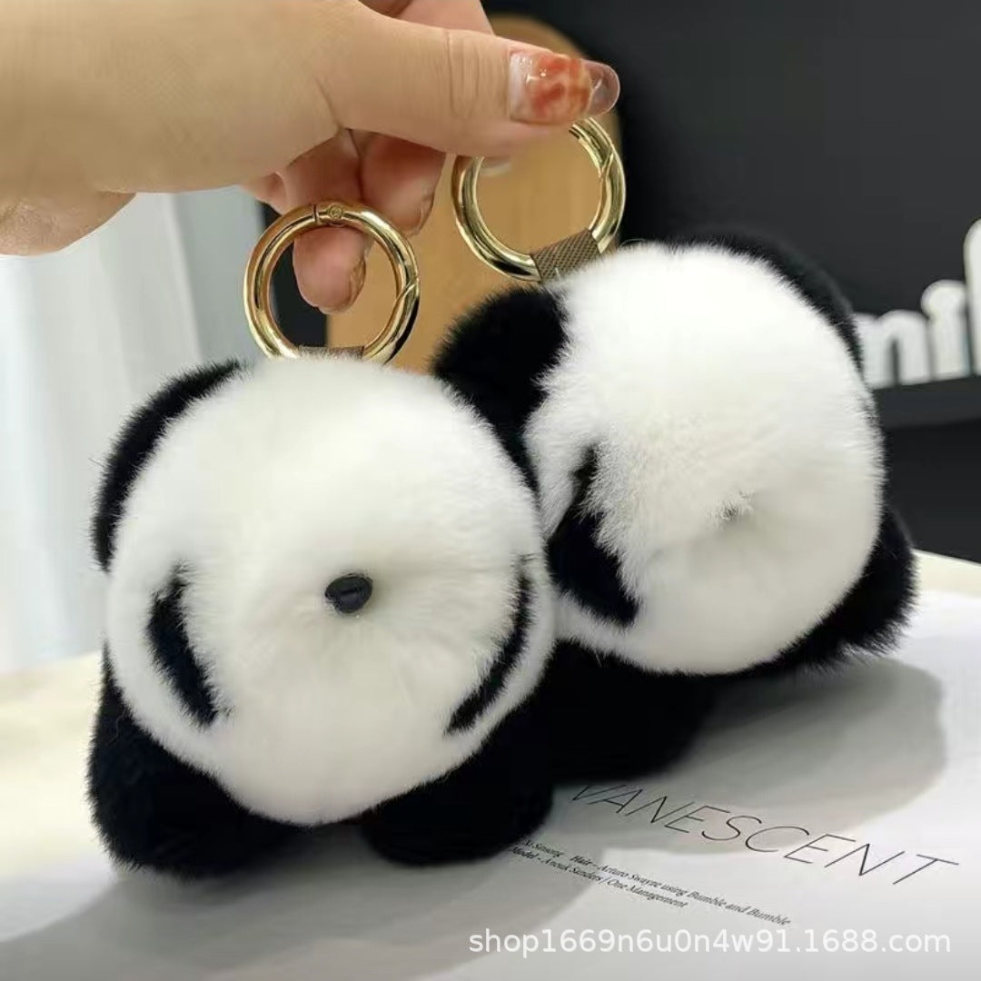 Cute Fuzzy Panda Keychain - 12cm Plush Toy