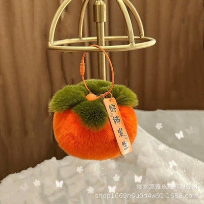 Cute Otter Rabbit Fur Persimmon Keychain Plush Toy Gift