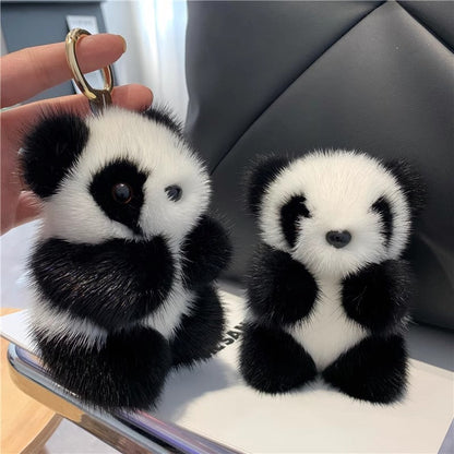 Cute Faux Mink Panda Keychain Plush Toy Accessory