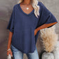 Free Shipping ForDillamon Solid Color Casual Half-Sleeve European and American Style Top