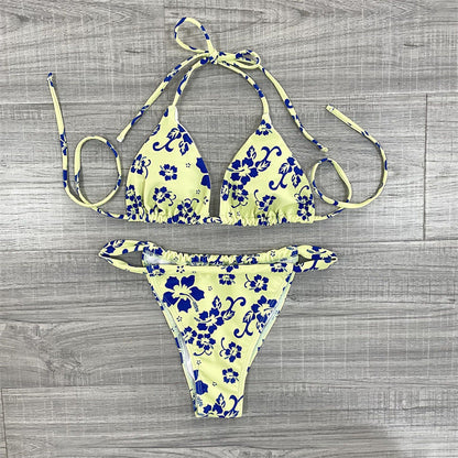 Floral Print Sexy Bandage Bikini Swimwear