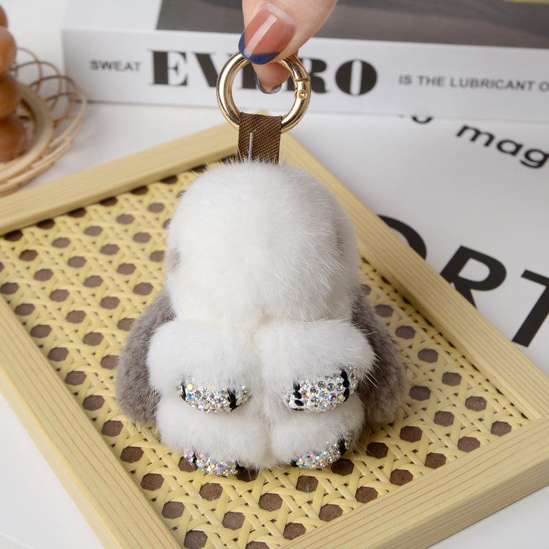 Cute Mini Faux Fur Bunny Charm - Keychain & Bag Accessory