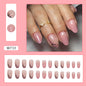 Tender Pink Gradual Change Sweet Girl Leopard Nails Round Head Fashion Fake Nails-homeunderwear