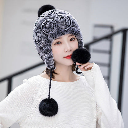 Winter Real Rabbit Fur Ear Flap Hat - Stylish & Warm