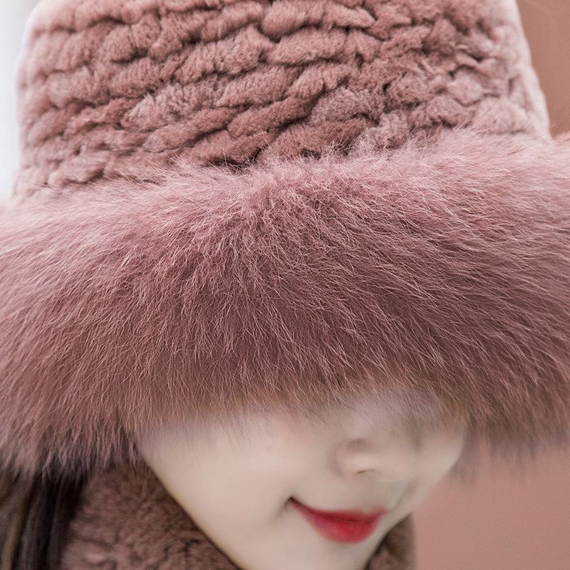 Winter Real Rabbit Fur Hat & Scarf Set - Stylish & Warm