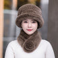 Winter Real Rabbit Fur Knit Hat & Scarf Set