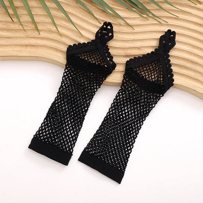 Party Hook Finger Hollow Fishnet Gloves