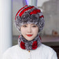 Warm Real Rabbit Fur Ear Flap Hat & Scarf Set