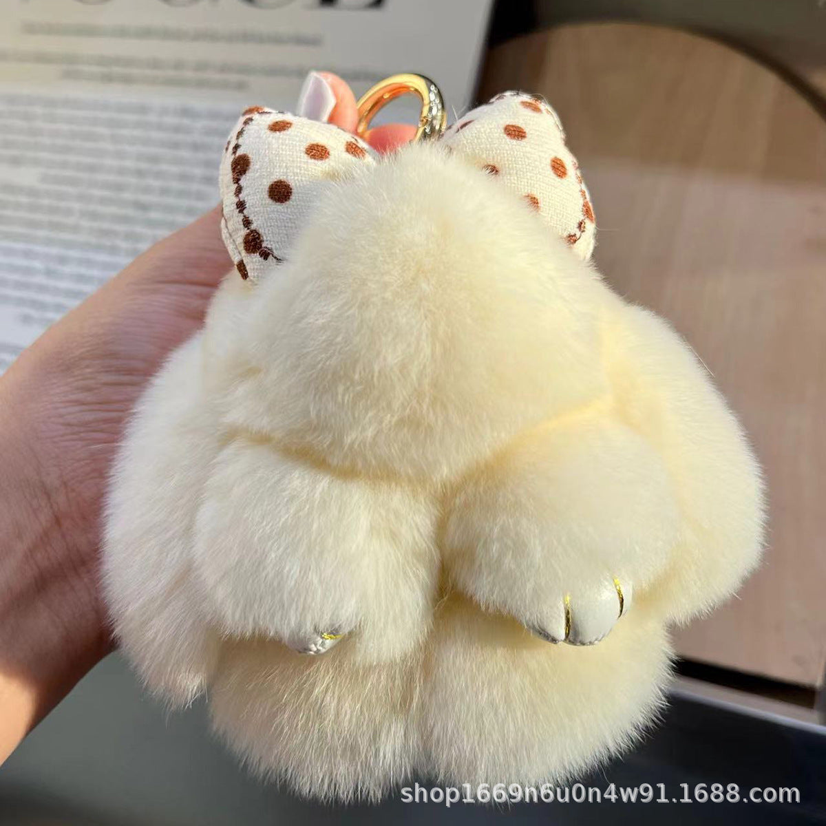 Real Fur Lying Rabbit Bag Charm Keychain