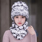 Winter Rex Rabbit Fur Hat & Scarf Set - Warm & Stylish