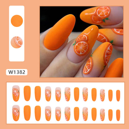 Elegant Oval Orange Matte Nails for Autumn