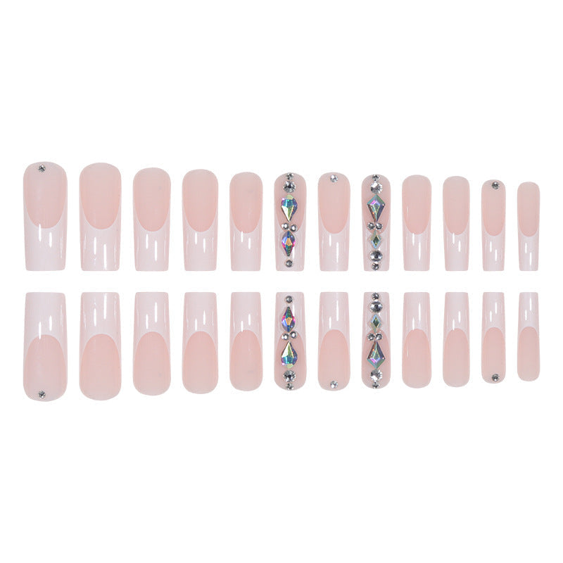 White French Crystal Fall Nails - Ready-to-Wear False Nails