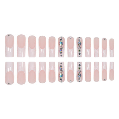 White French Crystal Fall Nails - Ready-to-Wear False Nails