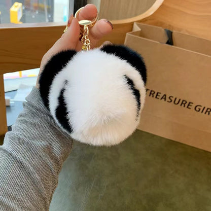 Cute Otter Rabbit Fur Panda Keychain Plush Toy Gift