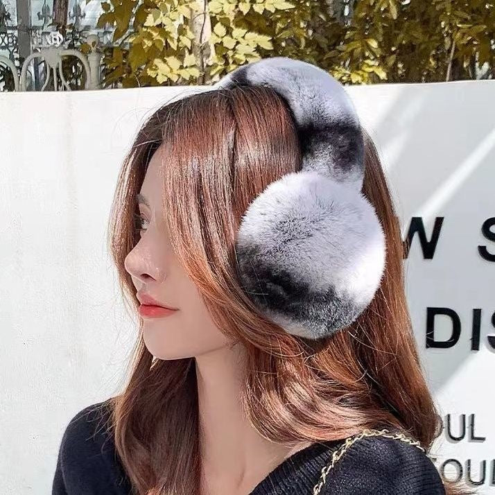 Cute Winter Real Rabbit Fur Ear Muffs - Foldable & Warm