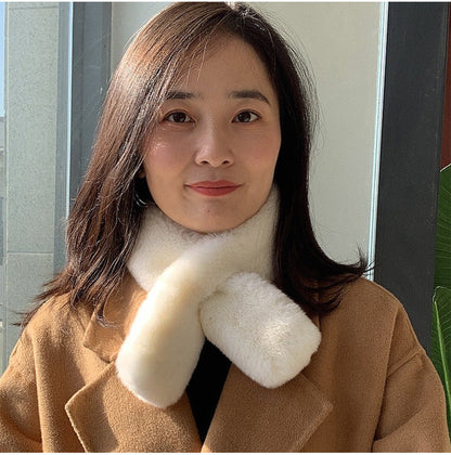 Double-Sided Real Rabbit Fur Scarf - Winter Warmth