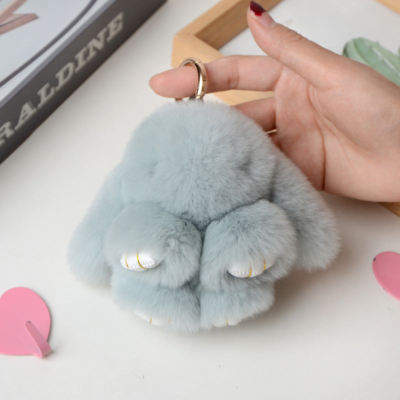 Wholesale Cute Faux Fur Bunny Keychain - Mini Decor