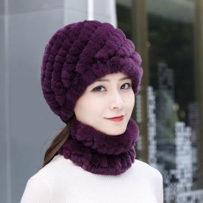 Warm Real Rabbit Fur Winter Hat for Seniors