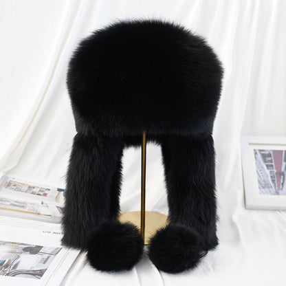 Warm Fox Fur Ear Flap Hat - Winter Fashion Trend