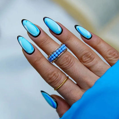 Anime-Inspired Almond Shape Light Blue Nails for Women