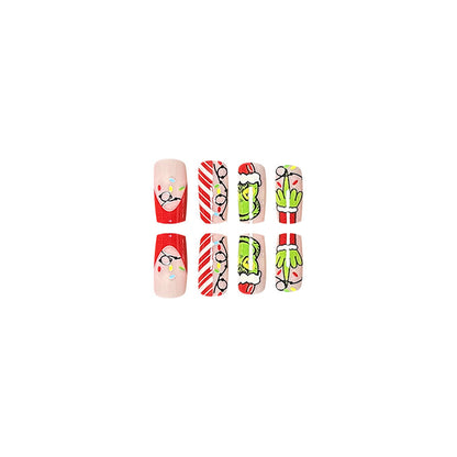 New FashionGrinch Christmas Bow Red Nail Tips-homeunderwear