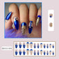 New FashionRoyal Blue Almond French Tip Nail Tips