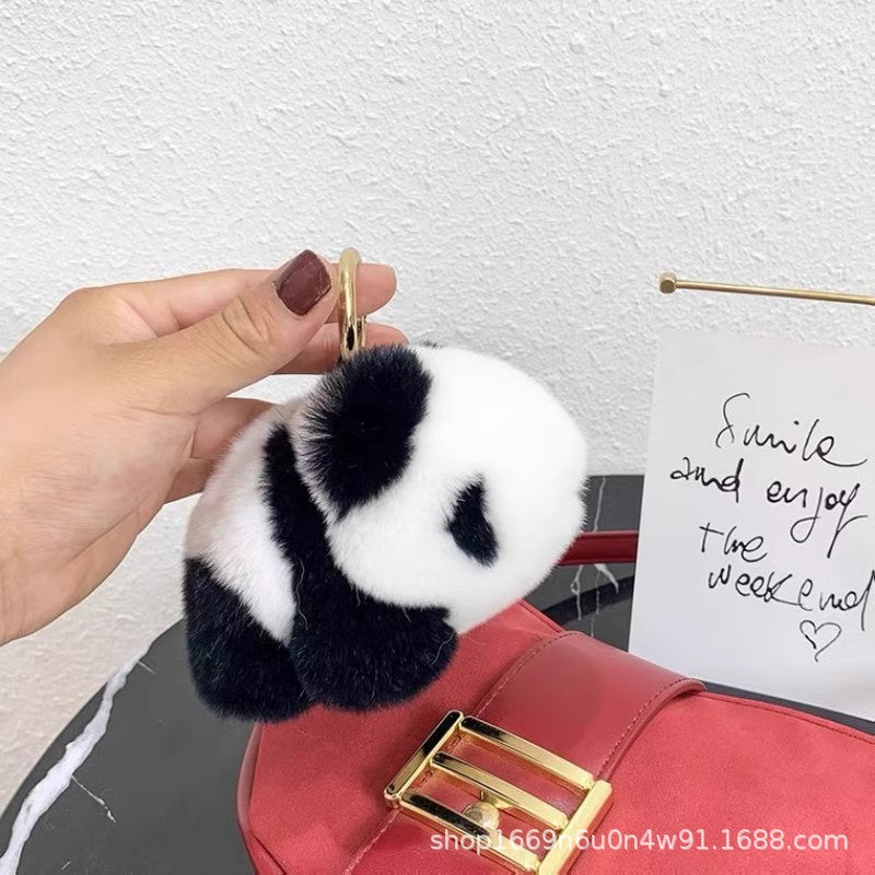 Cute Fuzzy Panda Keychain - 12cm Plush Toy