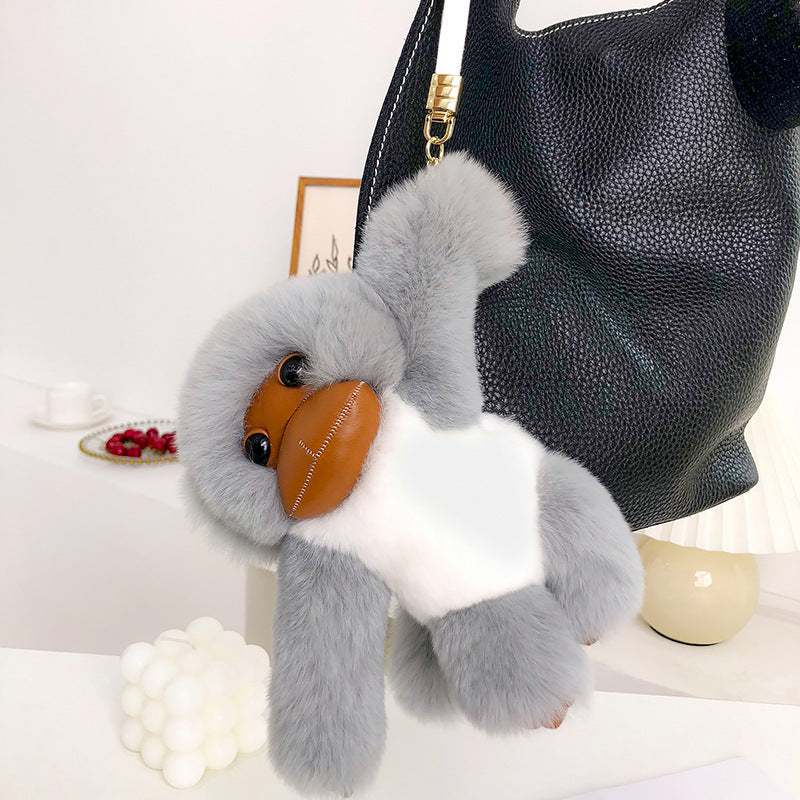 Cute Otter Fur Monkey Charm Keychain & Bag Decor