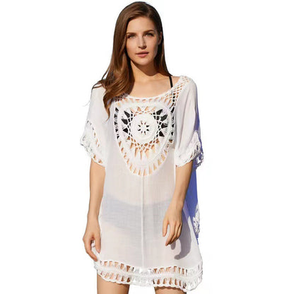 Hollow Out Knitted Bikini Sun Protection Cover-Up Dress