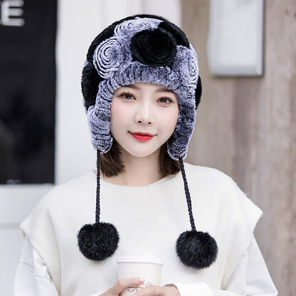 Winter Real Rabbit Fur Ear Flap Hat - Stylish & Warm