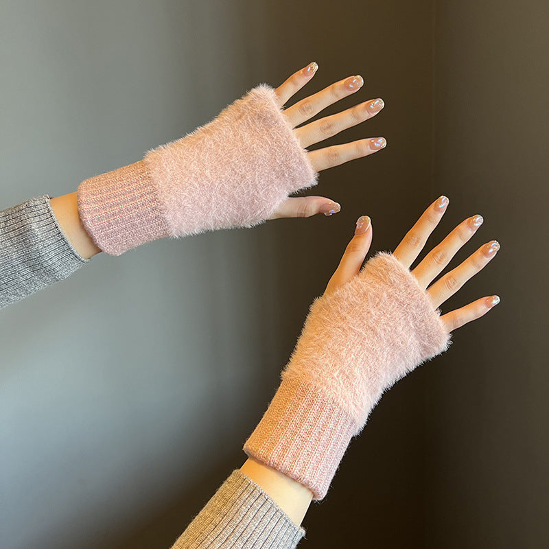 Wool Half-Hand Knitted Gloves