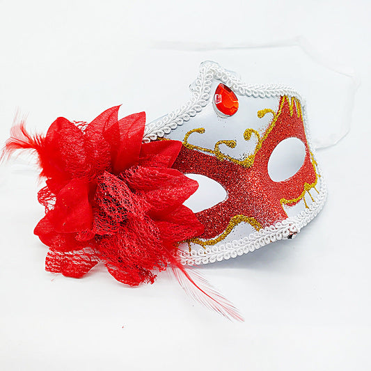 Painted Gold Powder Side Feather Eye Mask