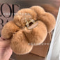 Luxury Real Rabbit Fur Large Hair Claw - Stylish Clip