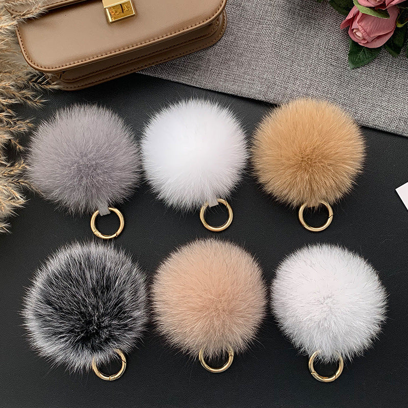 Fox Fur Pom Pom Keychain & Car Charm - Small Size