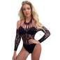 Sexy Temptation Black Leopard Print Three-point One-piece Perspective Sex Underwear