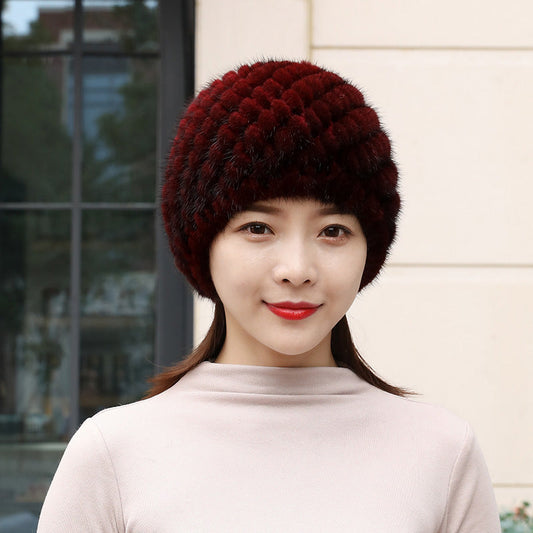 Warm Mink Fur Ear Flap Hat - Winter Accessory for Seniors