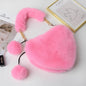 Fashionable Heart-Shaped Fuzzy Handbag - Tote Crossbody