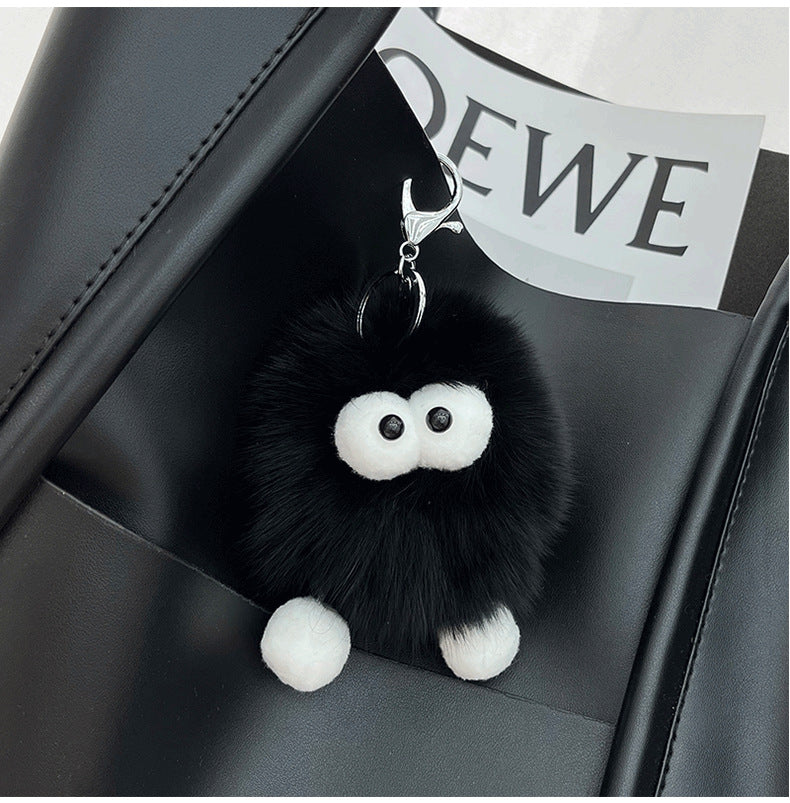 Cute Real Rabbit Fur Monster Keychain - Phone Charm