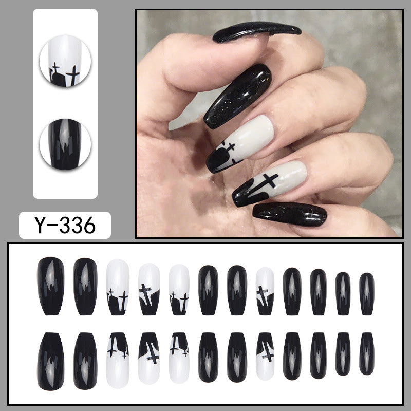 Long Ballet-Style Halloween Nail Extensions, Wearable Tips