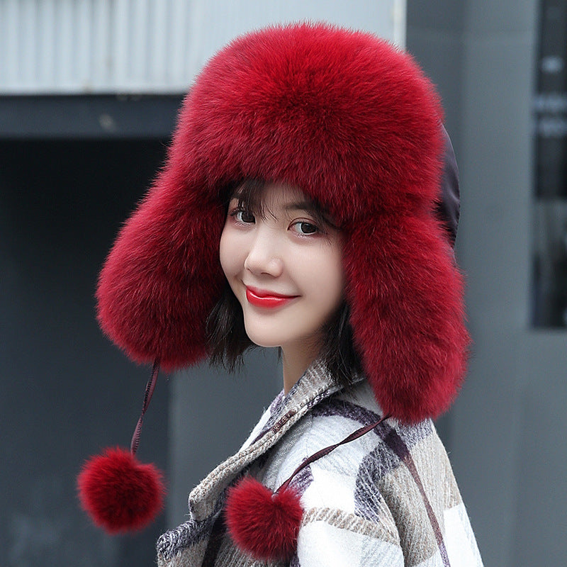 Warm Fox Fur Ear Flap Hat - Winter Accessory