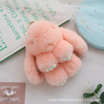 Cute Real Rabbit Fur Bunny Keychain - Mini Bag Charm