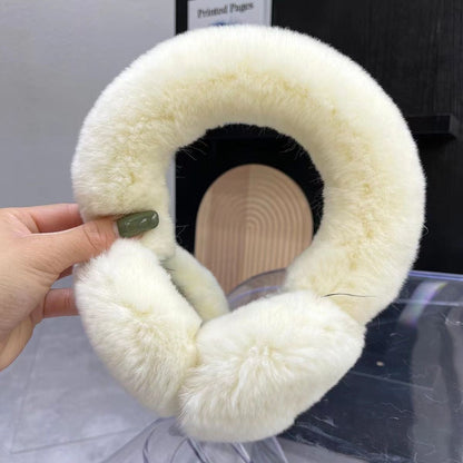 Cute Winter Real Rabbit Fur Ear Muffs - Foldable & Warm