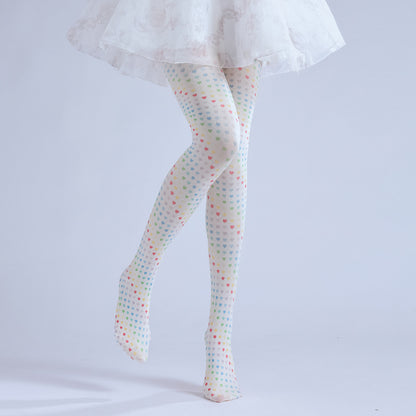 Two-dimensional Loli Outer Socks Colorful Peach Heart Personality Cos Pattern Leggings Printed Pantyhose