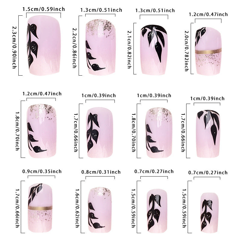 New FashionGold Foil Leaf Mid-Length Nail Tips