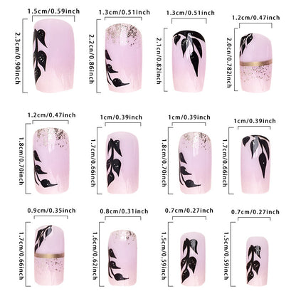 New FashionGold Foil Leaf Mid-Length Nail Tips