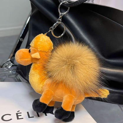 Cute Real Racoon Fur Camel Keychain - Bag Charm